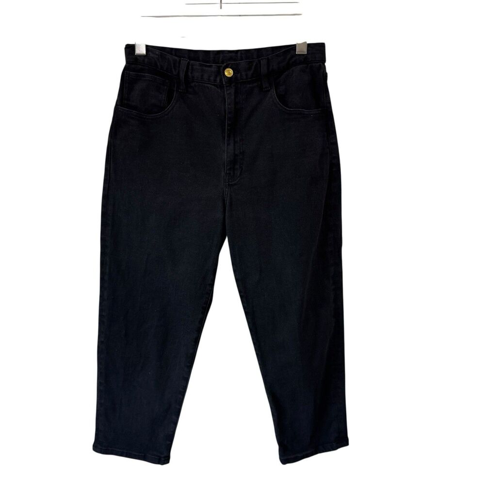 Roucha Dobell Black Denim Barrel Jeans High Rise Crop Cool Size AA 4/6 Short EUC